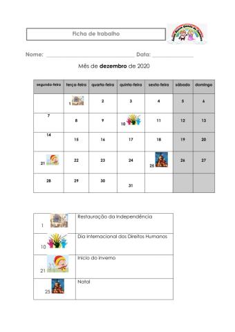 Calendário de dezembro