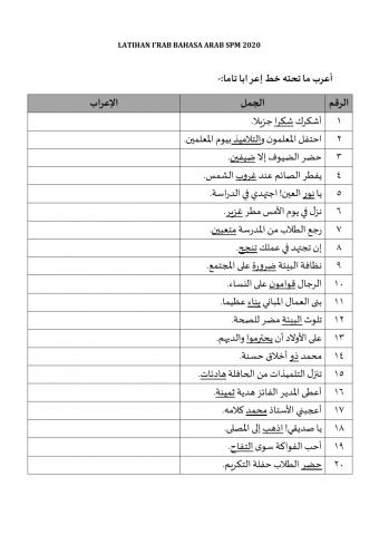 LATIHAN I'RAB BAHASA ARAB SPM (1)