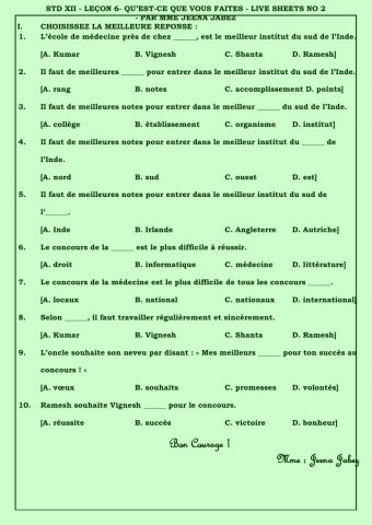 Lecon 6- Qu'est-ce que vous faites?