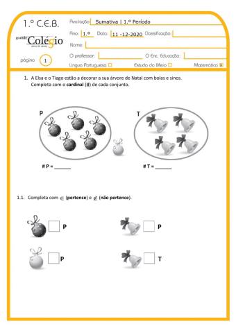 Ficha de Avaliação Matemática