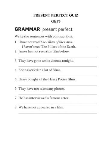 Present Perfect Quiz