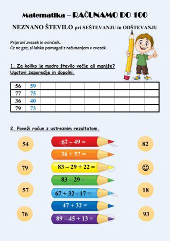 Računanje do 100 in poštevanka 2, 4, 5, 10