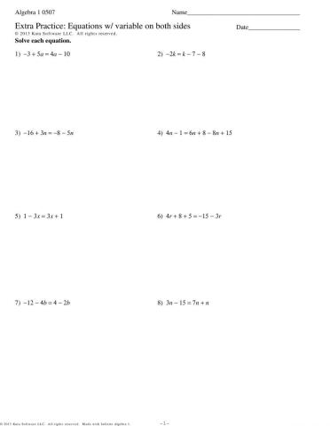 Variable on Both Sides - Equations