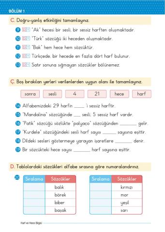 Türkçe 2. Sınıf Harf Bilgisi