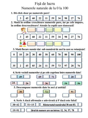 Recapitulare - Numerele de la 0 la 100