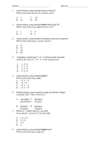 Latihan matematik pt3