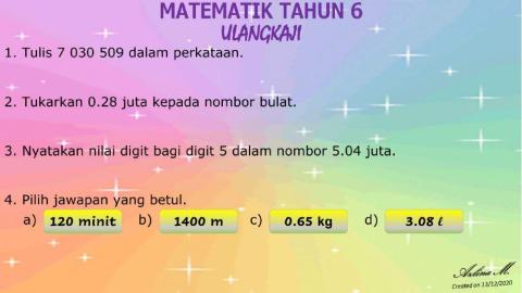 Ulangkaji Matematik Tahun 6