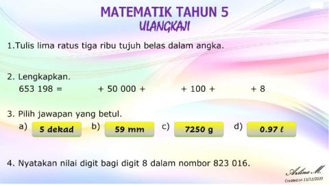 Ulangkaji Matematik Tahun 5