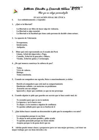 Examen de Cívica