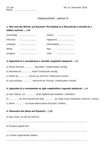 Klassenarbeit - Schritte international neu Lektion 6