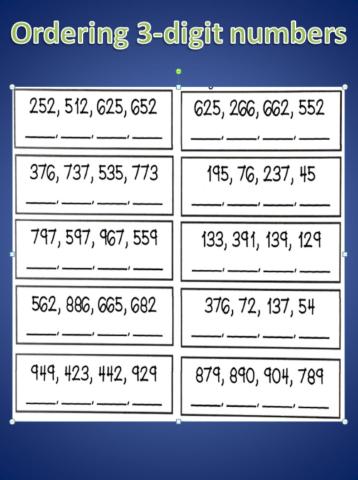 Ordering numbers 3-digits