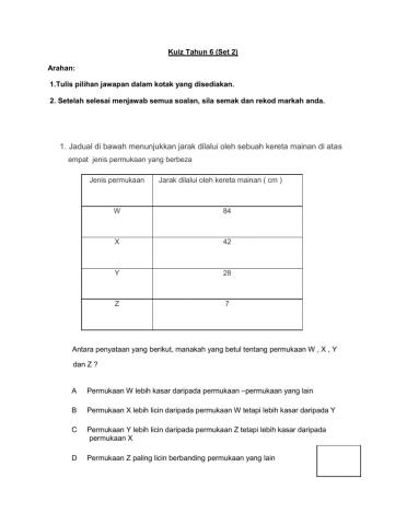 Kuiz Sains Tahun 6 (Set 2)