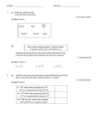 Latihan matematik pt3