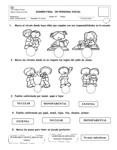 Examen final de personal social