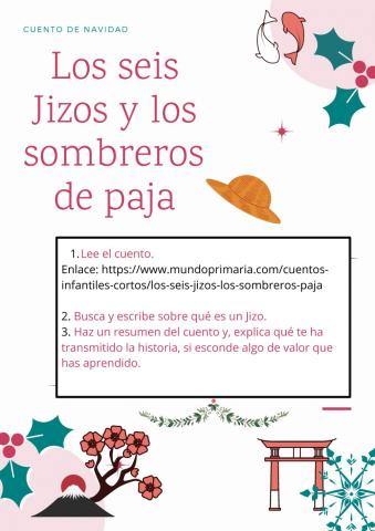 Cuento de Navidad Los seis Jizos  los sombreros de paja