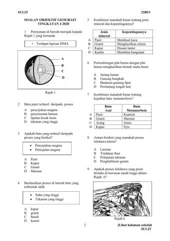 Latihan geografi  k1 tingkatan 4 kssm