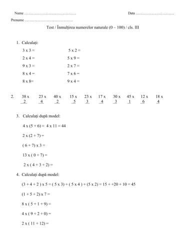 Evaluare-Inmultirea 0-100