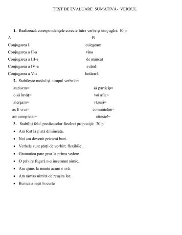 Test sumativ a VII-a