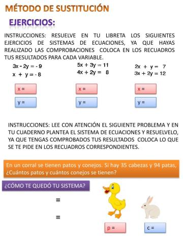 Ejercicios método de sustitución