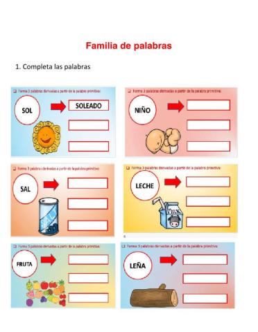 Familia de palabras