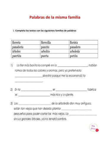 Palabras de la misma familia