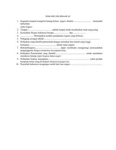 Interactive Worksheets Perdagangan Internasional