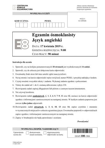 egzamin ósmoklasisty 2019 CKE