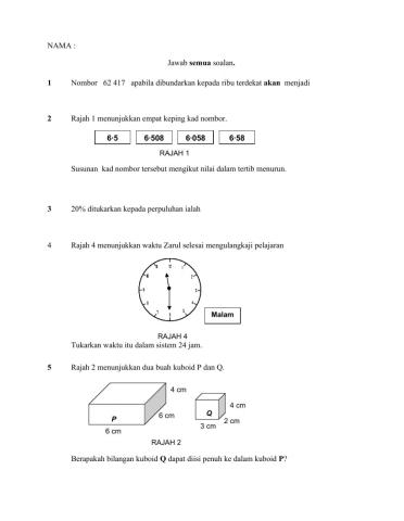 MATEMATIK 5H MINGGU AKHIR