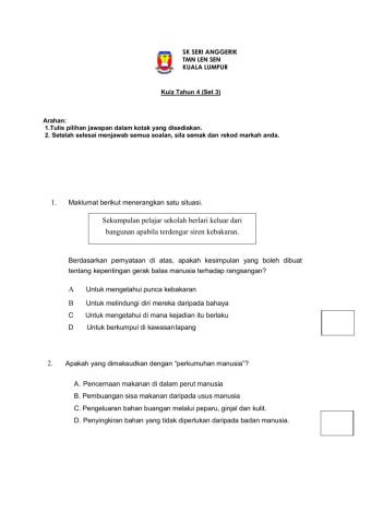 Kuiz Sains Tahun 4 (Set 3)