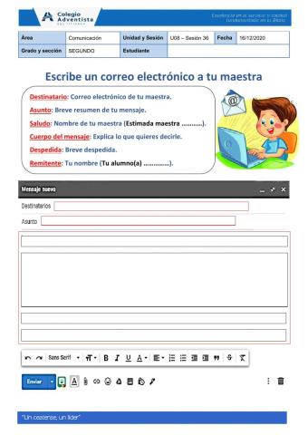 Escribo un correo electrónico a mi maestra