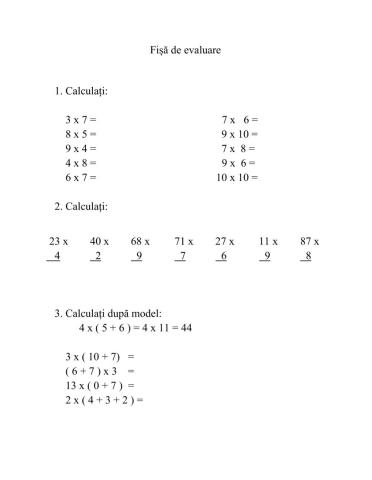 Evaluare Înmulțiri