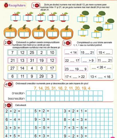 Recapitulare numerelor in concentrul 0-31