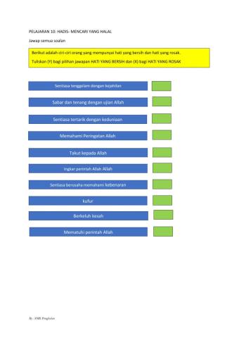 Pelajaran 10:Mencari Yang Halal