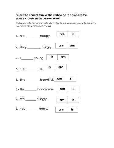 Sentences verb to be