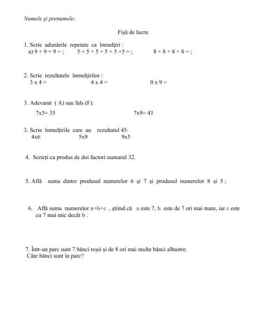 Tabla  inmultirii