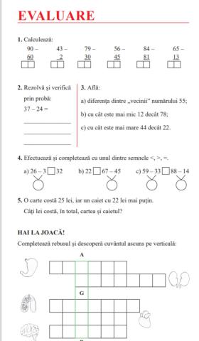 Evaluare: Adunarea si scaderea 0-100