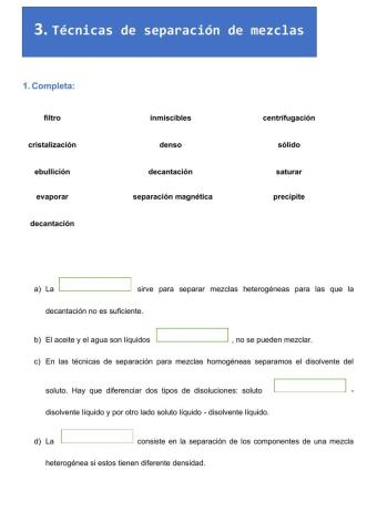 Técnicas de separación de mezclas