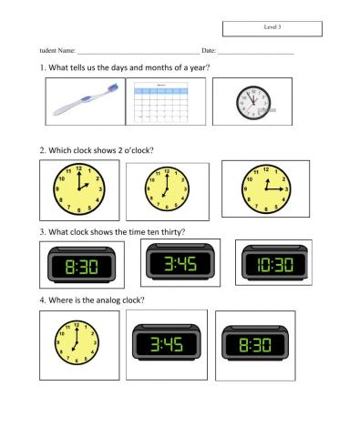 April Math Assessment Level 3 k-2 2021