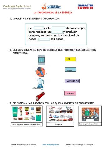 Hoja de trabajo la energía (importancia)