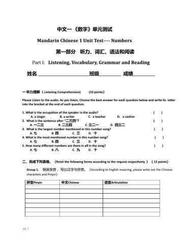 Numbers and basic strokes Unit Test