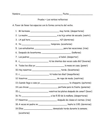 Verbos reflexivos - conjugation practice