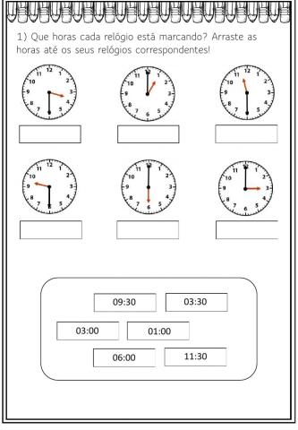 Horas no relógio analógico.