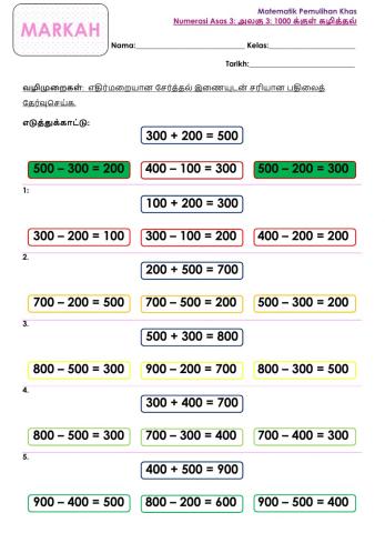 அலகு 3: 1000 க்குள் கழித்தல்.