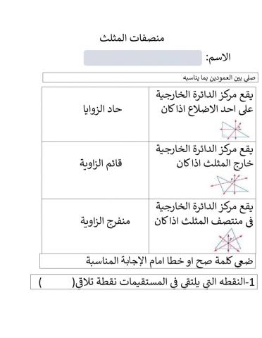 ورقه منصفات المثلث