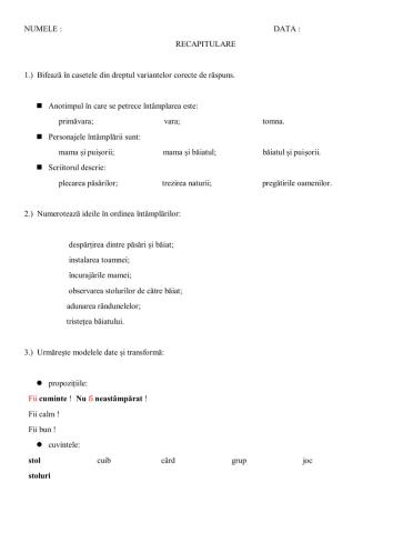 Recapitulare - Unitatea 3  LLR