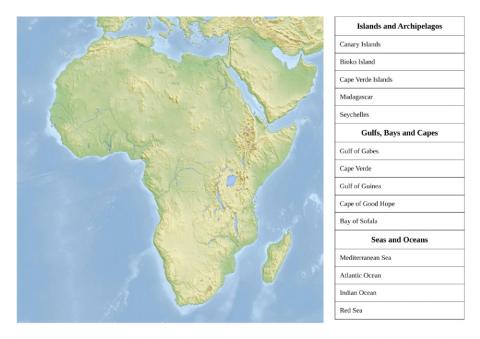 African islands, gulfs, capes and seas 1