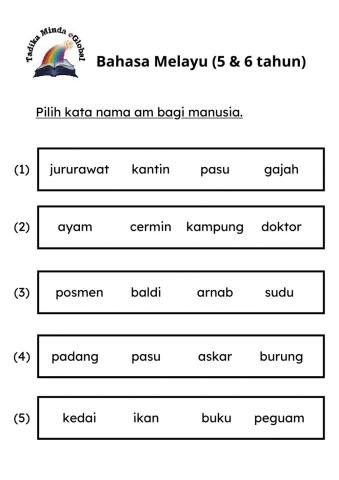 5 & 6 Tahun: BM Latihan 9 M-S 1