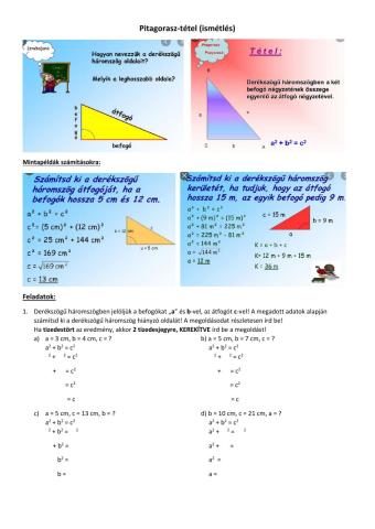 Pitagorasz-tétel (alapszámítások)