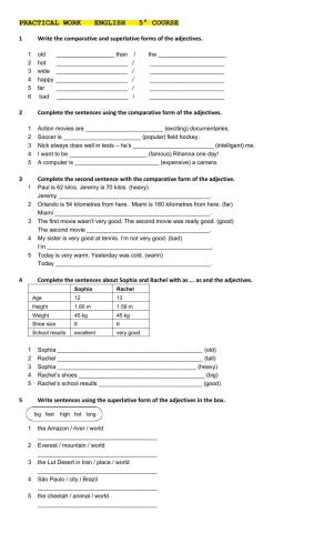 PRACTICAL WORK COMPARATIVE AND SUPERLATIVE ADJECTIVES