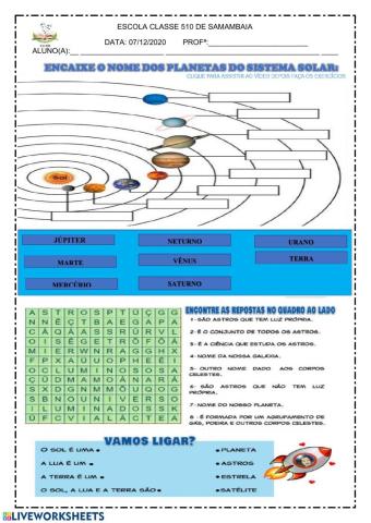 Revisão I sistema solar